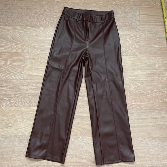 7 For All Mankind Brown Faux Leather Straight Leg Pants - Picture 2 of 4